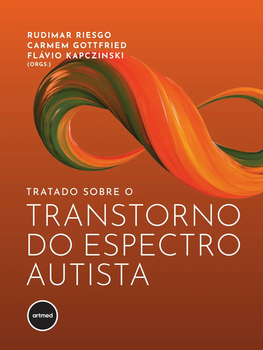 Capa do livro *Tratado sobre o Transtorno do Espectro Autista*, da Artmed, com fundo laranja e símbolo do infinito colorido.